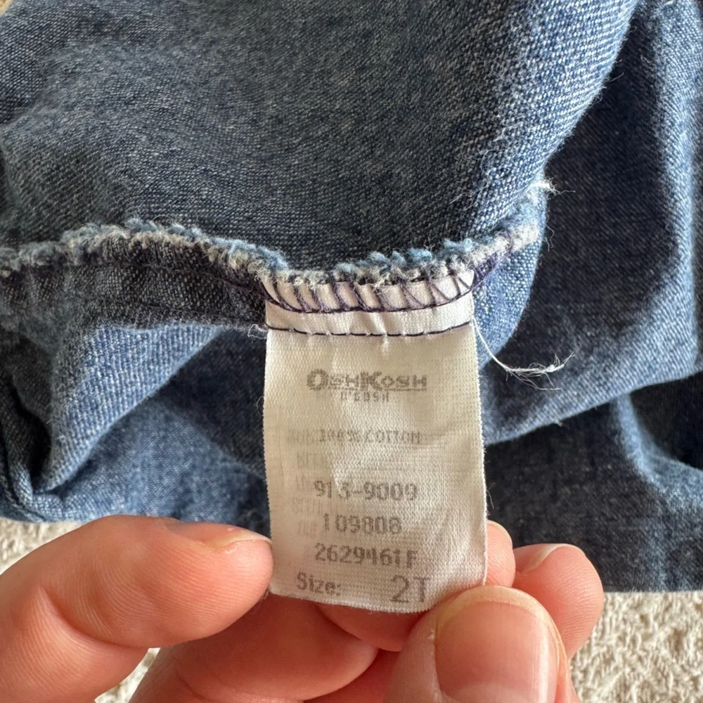 Vintage Oshkosh B’gosh Denim Jumper Plaid Details Cotton 2T